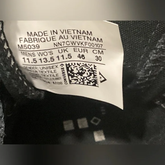 Preowned Low Tops Converse Unisex Black Color Size M11.5 W 13.5. - Picture 5 of 10